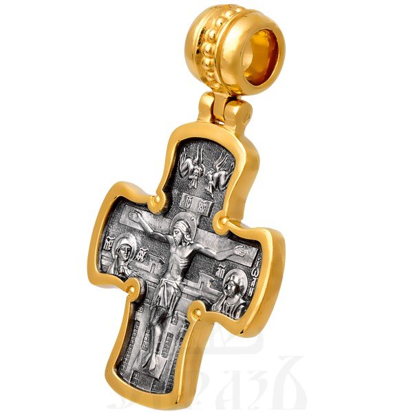 крест «распятие. свт. николай чудотворец», серебро 925 проба с золочением (арт. 101.283)